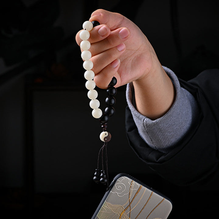 Buddha Stones黒檀YinYang守護 ブレスレット 装飾