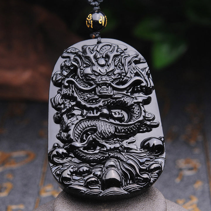 Buddha Stones黒曜石 龍成就ペンダントネックレス - image 2
