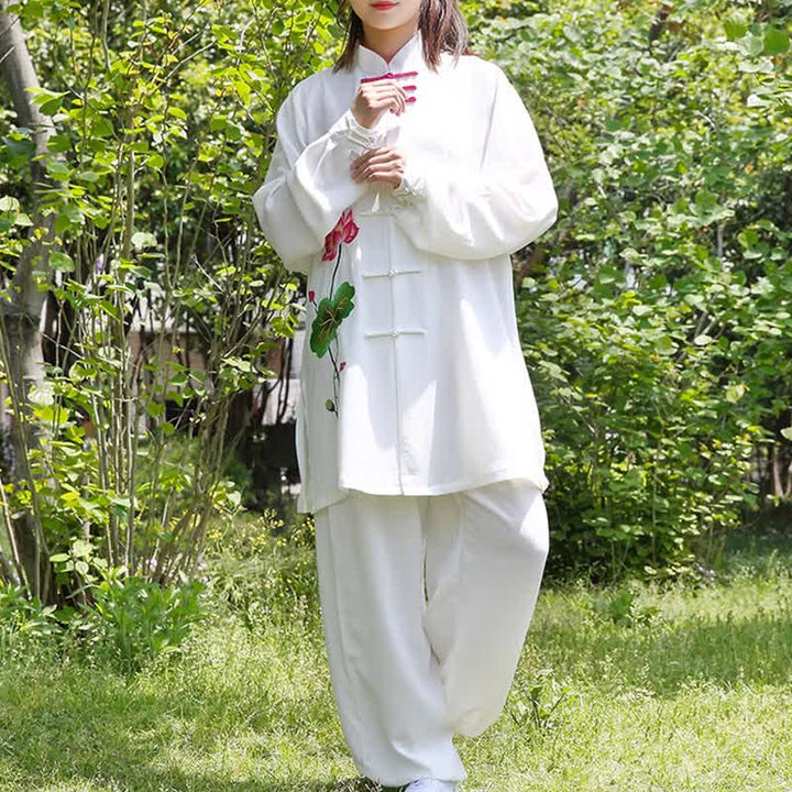 Buddha Stones蓮の花 葉模様 太極拳 瞑想 祈り スピリチュアル 禅 練習 服 レディース セット - image 9