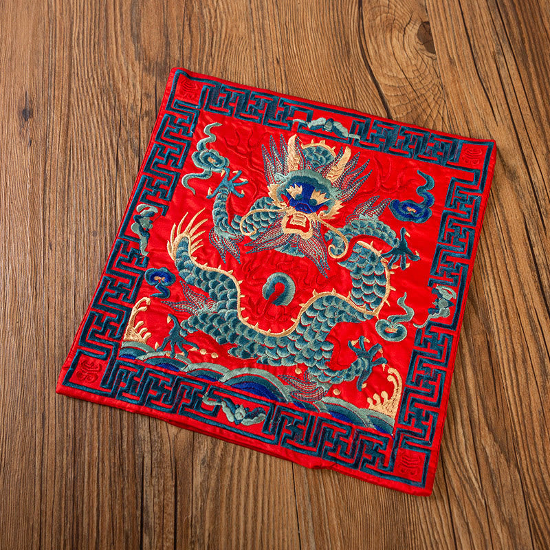 Buddha Stones鳳凰龍 麒麟刺繍 カップマットパッド ティーカップコースター カンフーティーマット