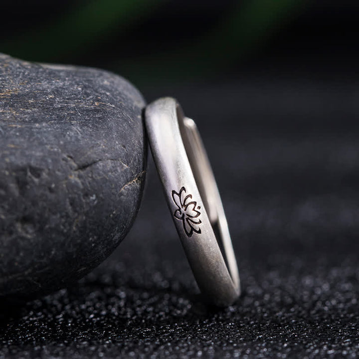 Buddha Stones925スターリングシルバー 蓮の花 悟りのリング