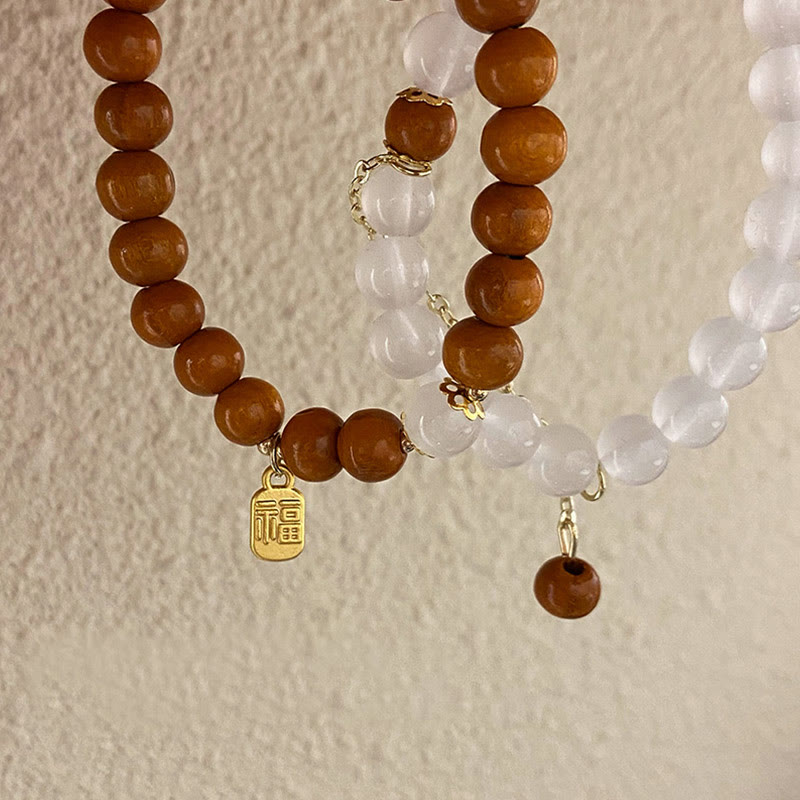 Buddha Stones白檀 キャッツアイ 福 キャラクター チャーム 守護 ブレスレット