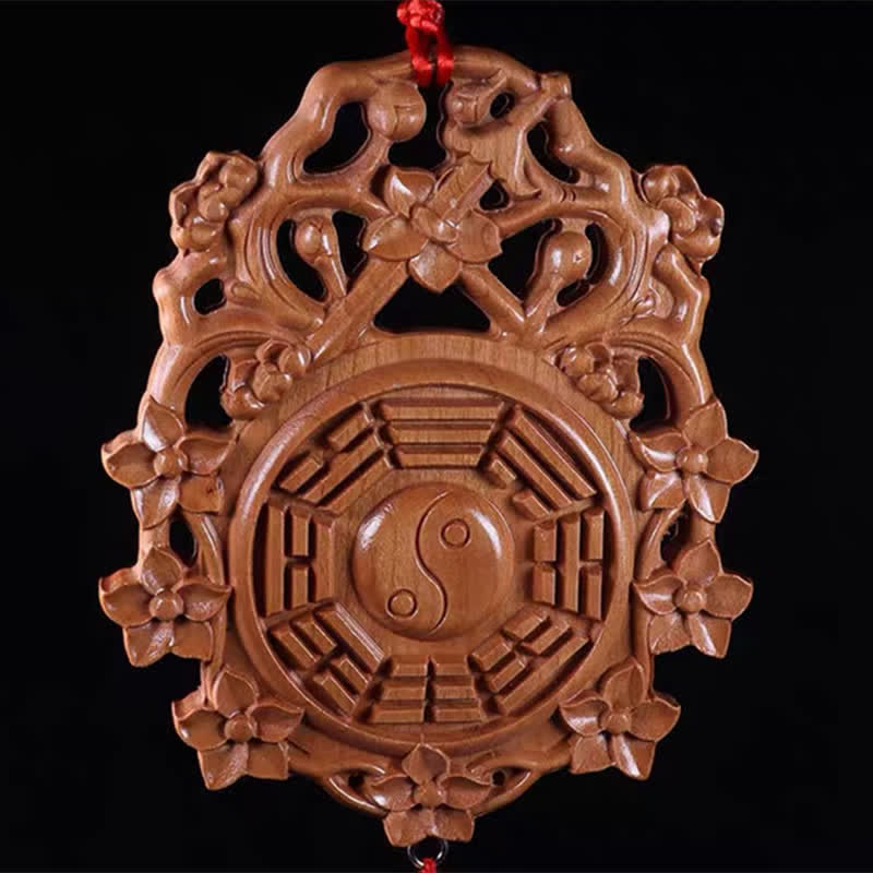 風水八卦図 桃の木の中国結びバランスエネルギーマップ - 16×13cm - image 1