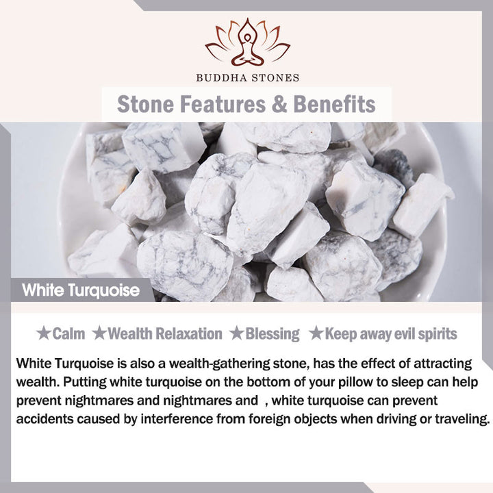 Buddha Stones2個入り 天然フロストストーン ホワイトターコイズビーズ カップルブレスレット