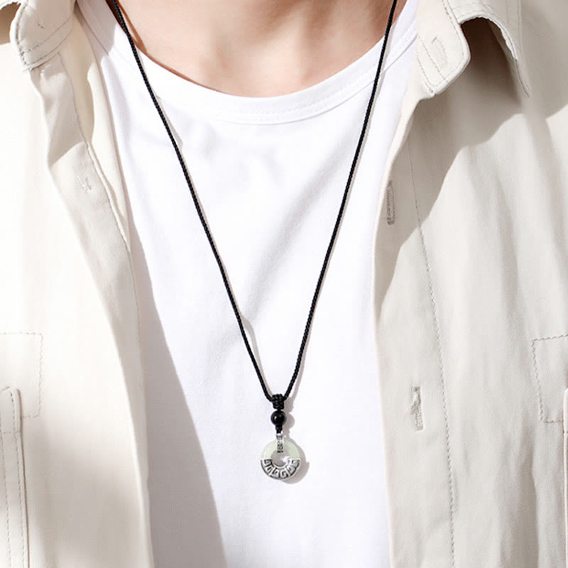 Buddha Stones925スターリングシルバー 天然和田翡翠 平和バックル 繁栄のネックレスペンダント