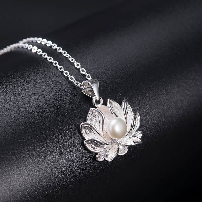 Buddha Stones925スターリングシルバー ロータスフラワーパール ウェルスネックレスペンダント - image 2