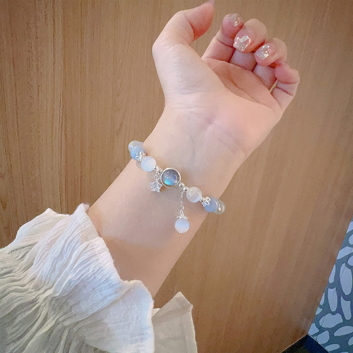 Buddha Stonesアイ ムーンストーン バタフライ スター チャーム サポートブレスレット