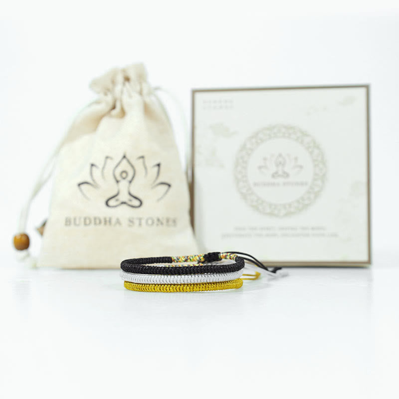 Buddha Stones3個入り チベット ハンドメイド マルチカラー キングコングノット お守りブレスレット