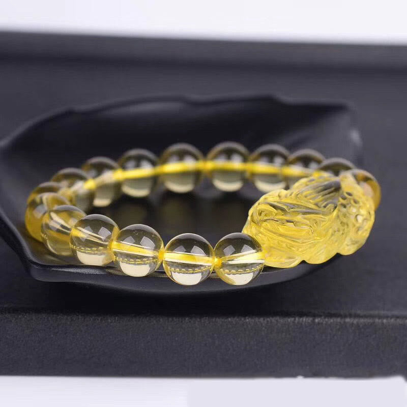 天然シトリン Pi Xiu ストレッチブレスレット