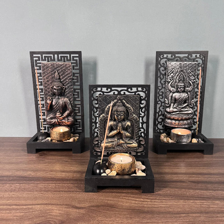 Buddha Stones仏陀の慈悲 静寂 家庭用樹脂製 祈り 祭壇装飾