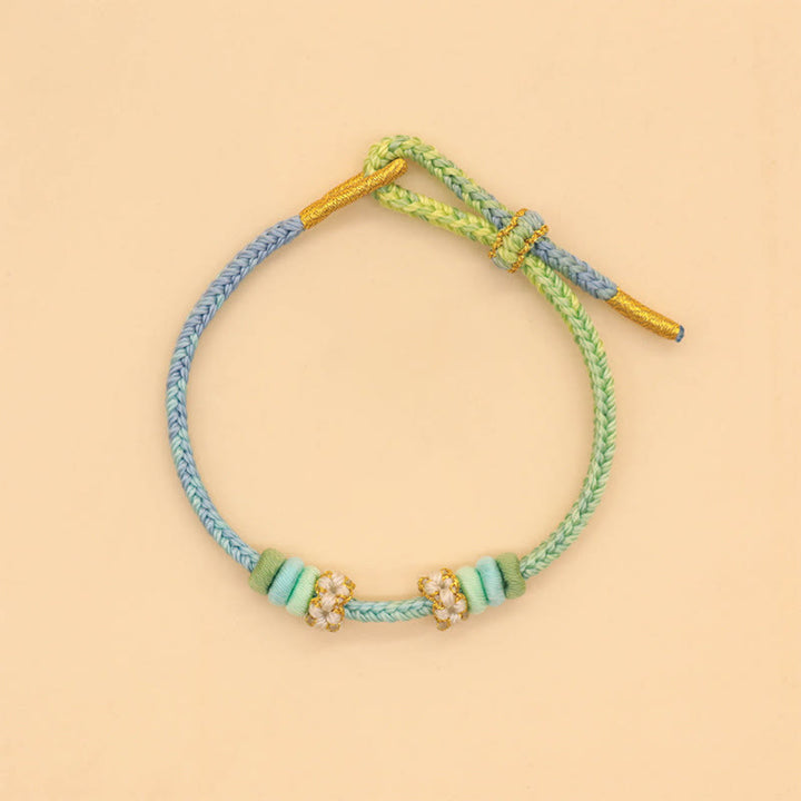 Buddha Stonesハンドメイド8スレッドピースノットピーチブロッサムノット幸運ロープ編みブレスレット - image 5