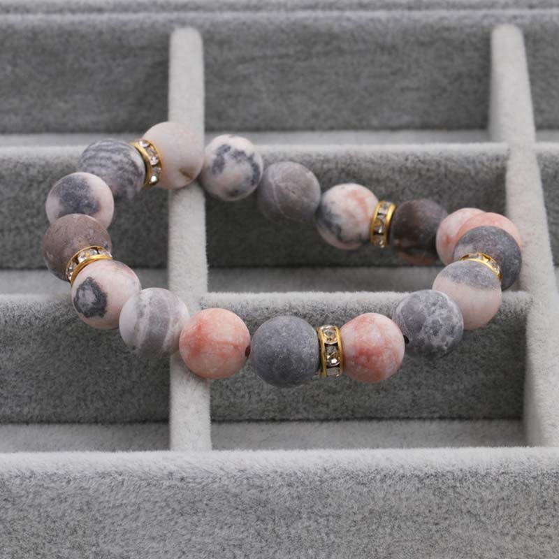 Buddha Stones不安・ストレス解消 クリスタル ゼブラ ジャスパー ビーズブレスレット