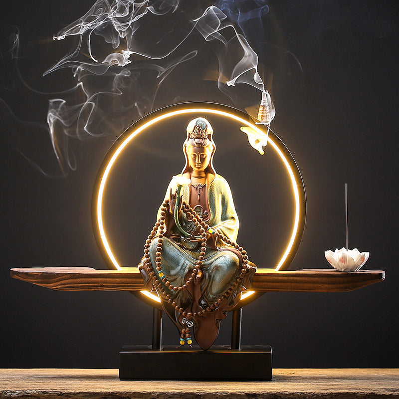 Buddha Stones仏陀 観音 陶器 蓮 リラクゼーション 香炉 装飾