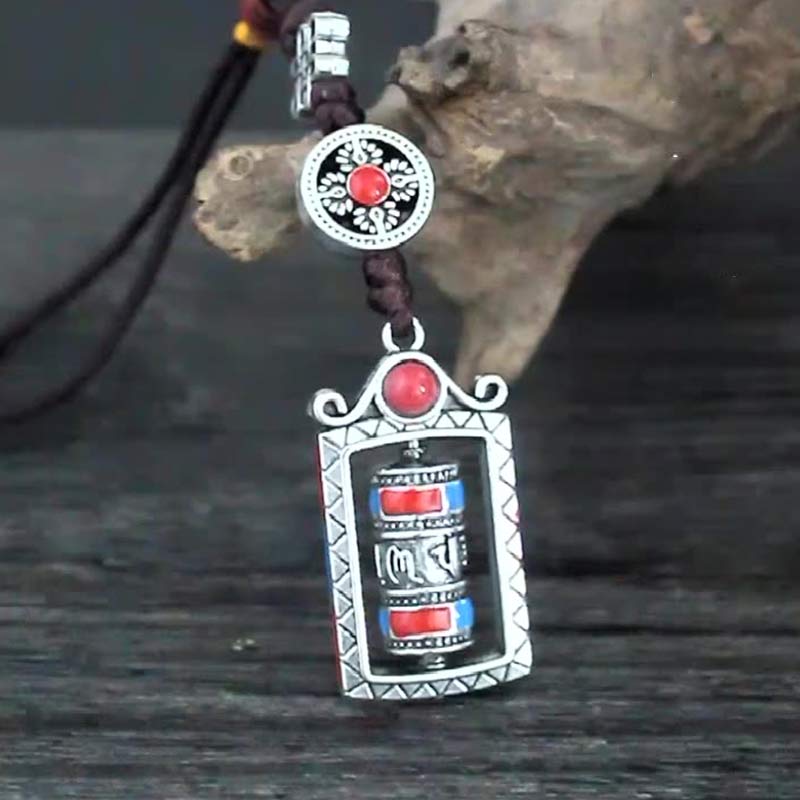 Buddha Stones六字真言祈祷ホイール回転結び 祝福キーホルダー 装飾 - image 5