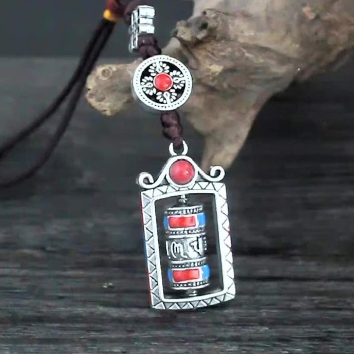 Buddha Stones六字真言祈祷ホイール回転結び 祝福キーホルダー 装飾 - image 5