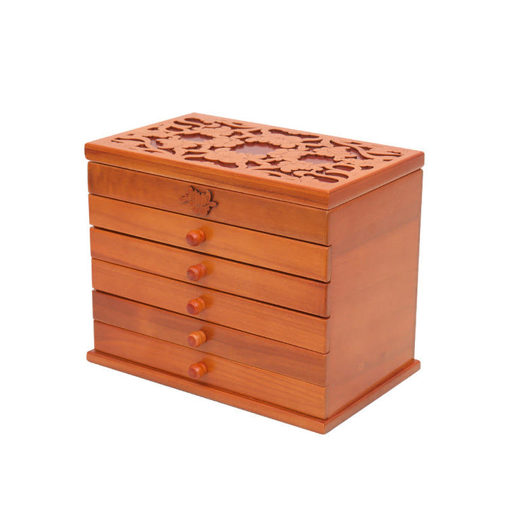 Buddha Stones大容量 ヴィンテージ 花彫り 木製 ジュエリーボックス 6層 ジュエリー収納ボックス - image 11