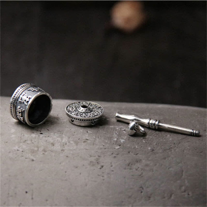 Buddha Stones925 スターリングシルバーオーム・マニ・パドメ・フム祈祷ホイール純度 回転式ネックレスペンダント - image 6