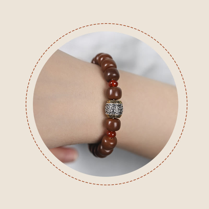 Buddha Stones菩提樹の吉兆雲福文字ビーズ平和ブレスレット
