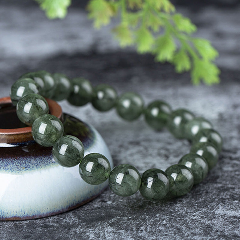 Buddha Stones天然グリーンクリスタル 祝福 富のブレスレット