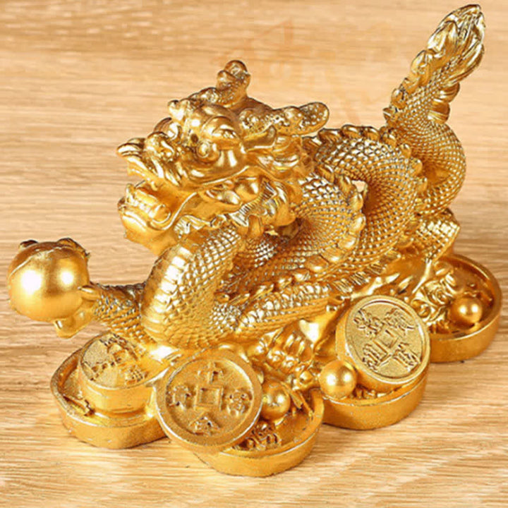 Buddha Stones風水 龍 銅貨 富と成功の幸運 装飾