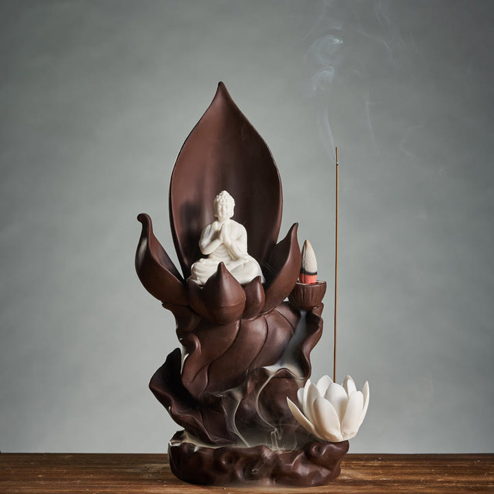 Buddha Stones蓮仏 観音菩薩 悟り 紫粘土 香炉 装飾
