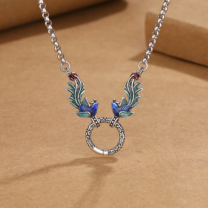 Buddha Stones鳳凰 蓮の花 幸運 守護 ネックレス ペンダント - フェニックス(幸運♥力) - image 1