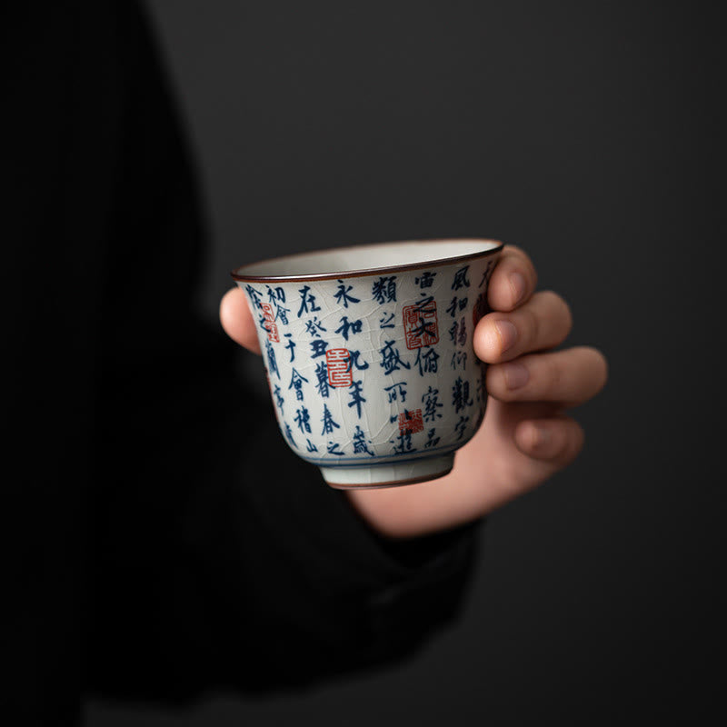Buddha Stones、山水、蓮、蘭、亭、集いの陶器のティーカップ、カンフーティーカップ