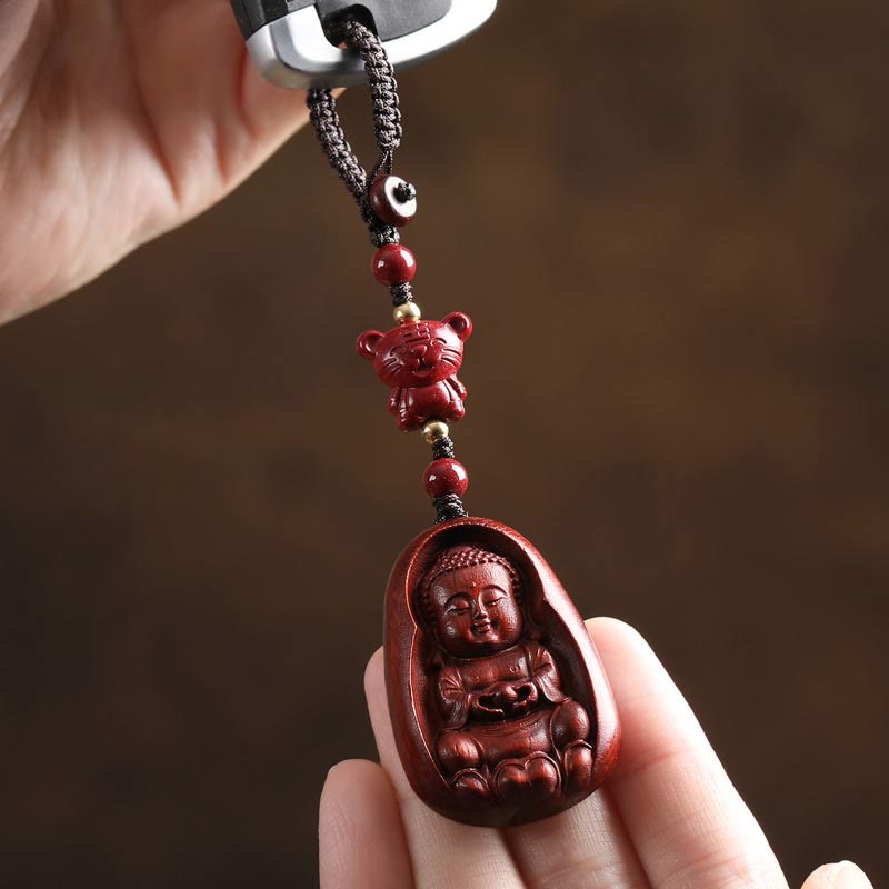 Buddha Stones小葉紅檀仏 辰砂 十二支 お守り 守護キーチェーン