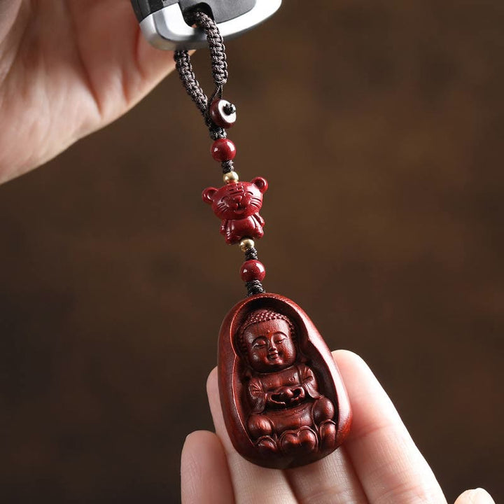 Buddha Stones小葉紅檀仏 辰砂 十二支 お守り 守護キーチェーン