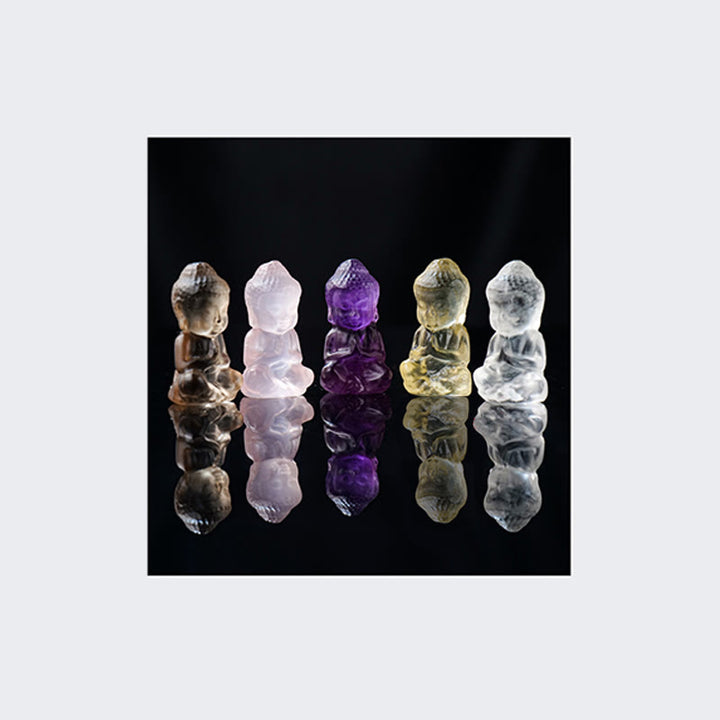 Buddha Stones各種クリスタルアメジストピンククリスタルホワイトクリスタルシトリン仏像彫刻スピリチュアルヒーリングネックレスペンダント装飾