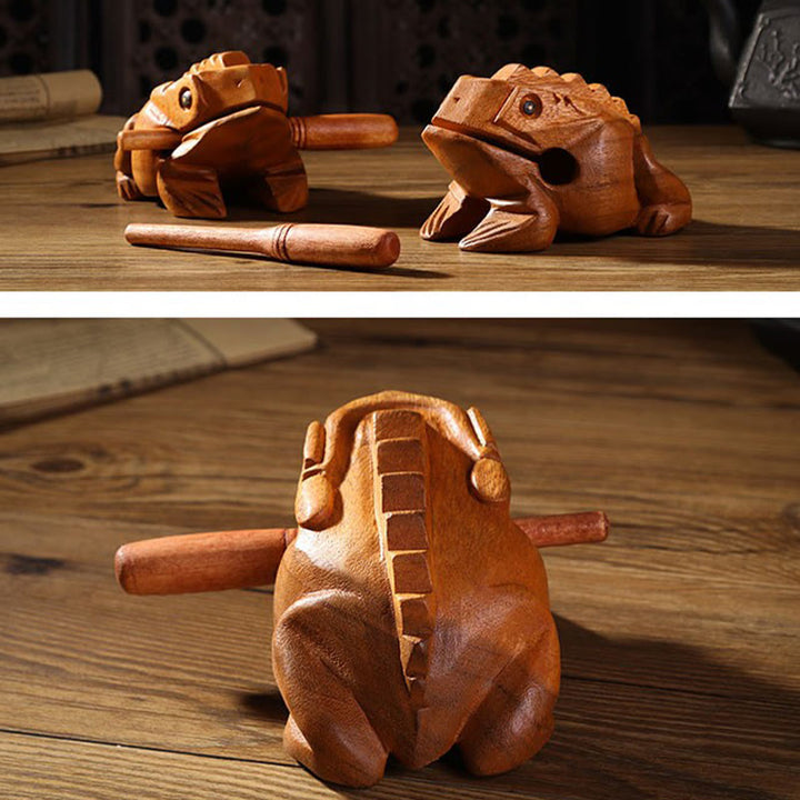 Buddha Stones手作り 風水 富運 カエル ミニ木製 鳴き声 カエル ギロ 装飾