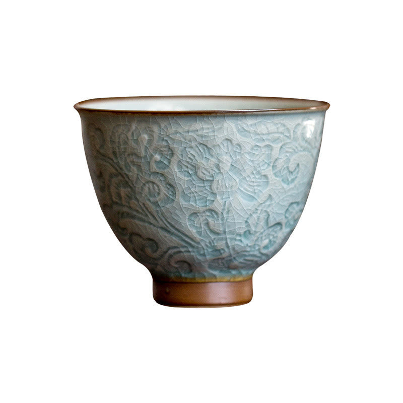 Buddha Stones蓮彫刻陶器ティーカップカンフーティーカップ