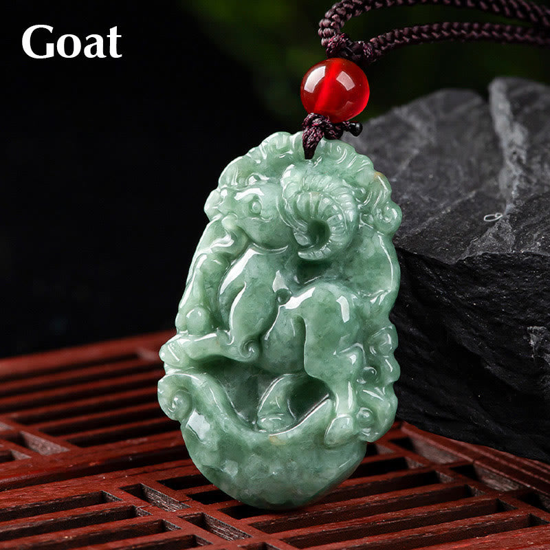 Buddha Stones天然翡翠12星座繁栄ネックレスペンダント - ヤギ - image 21