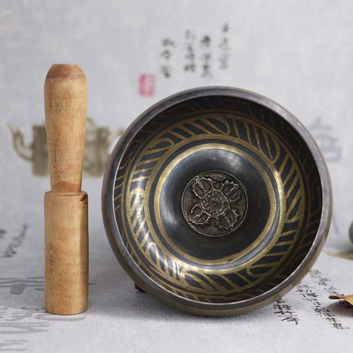 Buddha Stones チベット瞑想ボウル（癒しとマインドフルネス用）オーム・マニ・パドメ・フム・シンギングボウル - image 2