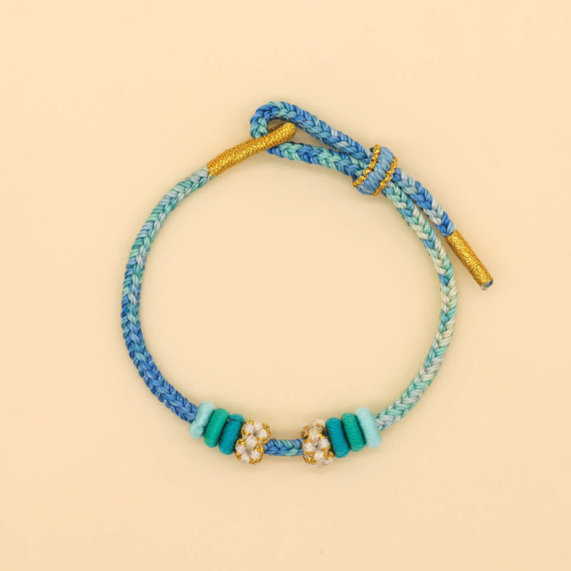 Buddha Stonesハンドメイド8スレッドピースノットピーチブロッサムノット幸運ロープ編みブレスレット - image 11