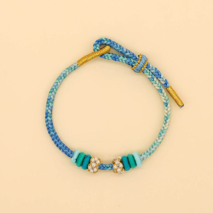 Buddha Stonesハンドメイド8スレッドピースノットピーチブロッサムノット幸運ロープ編みブレスレット - image 11