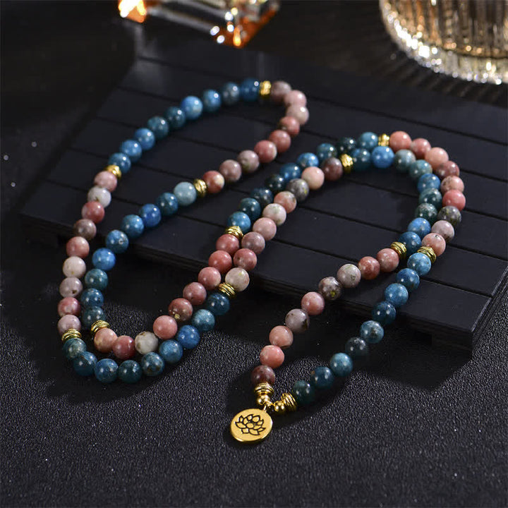 Buddha Stonesラズライト ピカソジャスパー アマゾナイト ロードナイト アパタイト 正蓮の祈りビーズブレスレット
