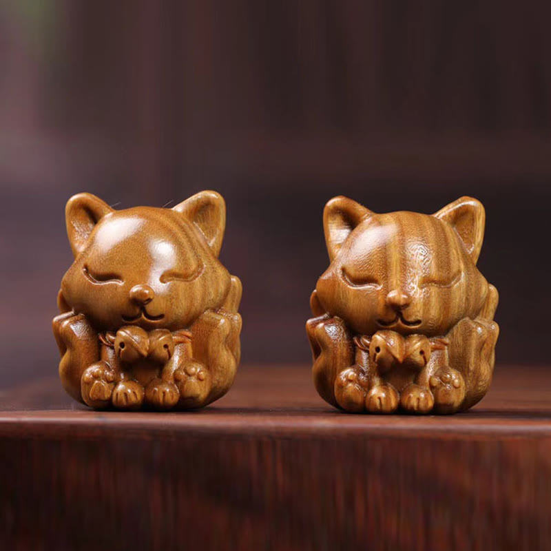 Buddha Stonesミニ九尾狐象牙実白檀緑白檀祝福装飾