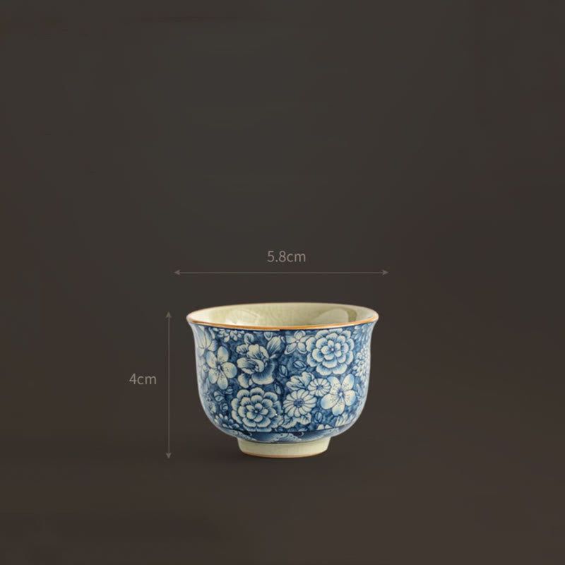 Buddha Stonesヴィンテージ 蓮 牡丹 梅 菊 陶器 ティーカップ ティーカップ