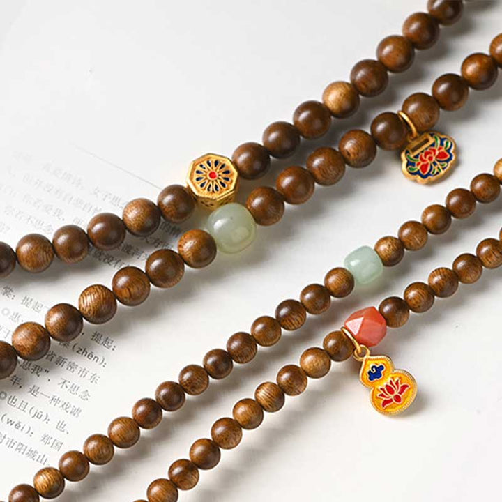 Buddha Stonesチベットローズウッド 保護 静寂 ブレスレットMala