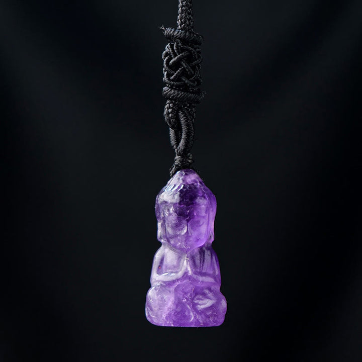 Buddha Stones各種クリスタルアメジストピンククリスタルホワイトクリスタルシトリン仏像彫刻スピリチュアルヒーリングネックレスペンダント装飾