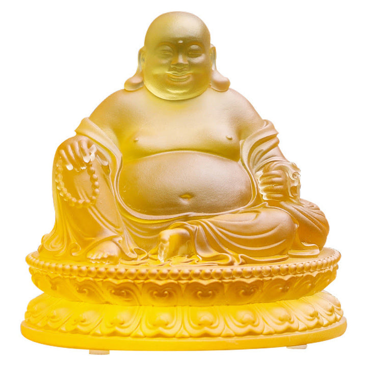 Buddha Stones手作り 笑う仏像 琉璃水晶 芸術品 富の像 家の装飾 - image 10