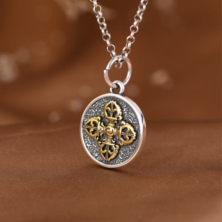 Buddha Stones925スターリングシルバー ダブルドルジェヴァジュラ 祝福ネックレスペンダント