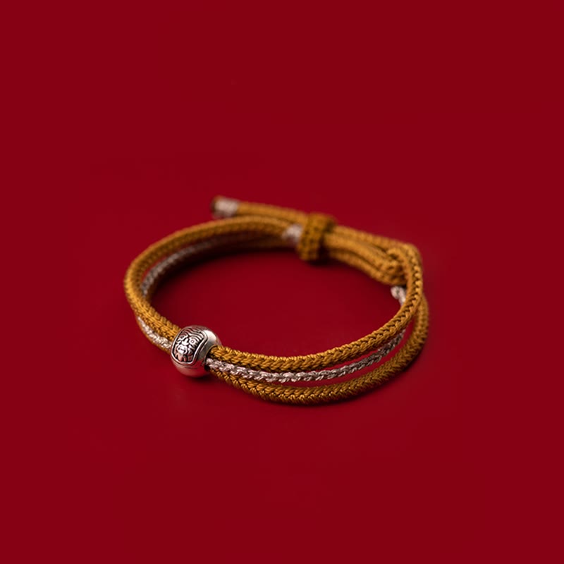 Buddha Stones925 スターリングシルバー チベット ザキラム 富と幸運の女神 ロープブレスレット