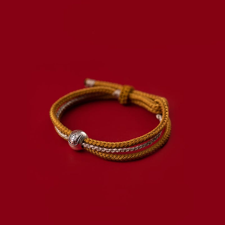Buddha Stones925 スターリングシルバー チベット ザキラム 富と幸運の女神 ロープブレスレット