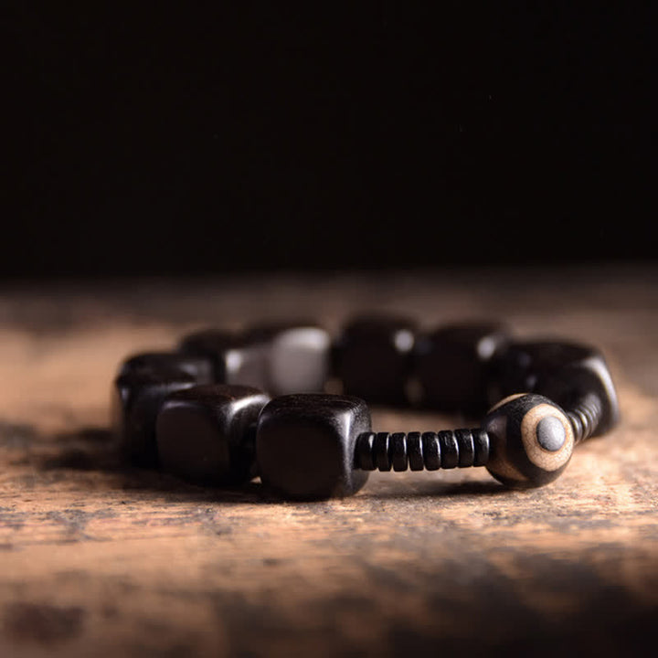 Buddha Stonesチベット黒檀Dziビーズ強度ブレスレット
