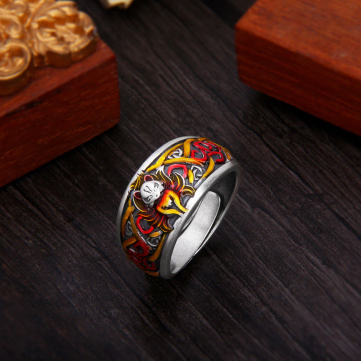 Buddha Stones999 スターリングシルバー 九尾狐 成功の守護リング