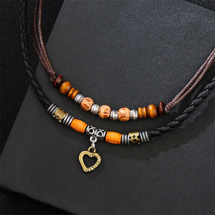 Buddha Stonesラブハート柄ビーズヒーリングネックレスペンダントブレスレット