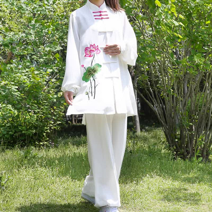Buddha Stones蓮の花 葉模様 太極拳 瞑想 祈り スピリチュアル 禅 練習 服 レディース セット - image 7