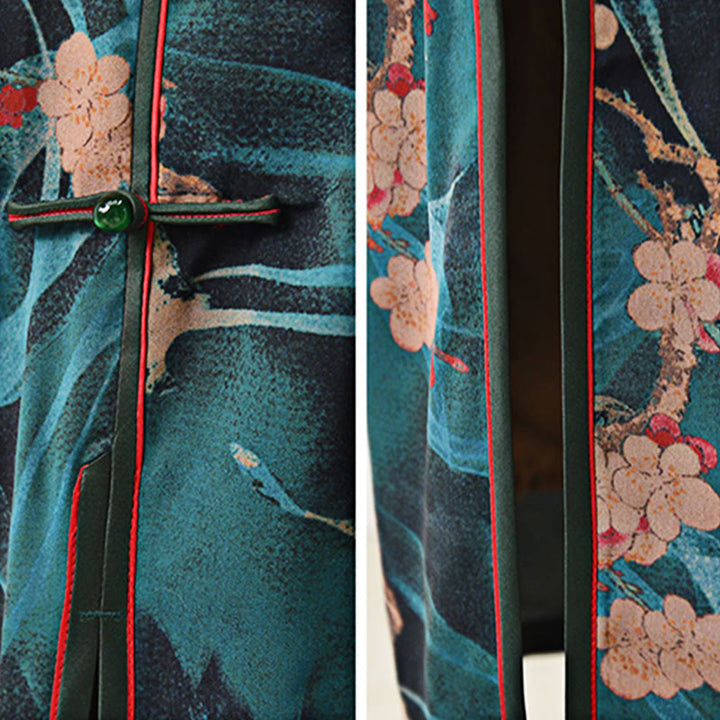 Buddha Stonesヴィンテージピンクの花柄チャイナドレスレディースチーパオドレス - image 8